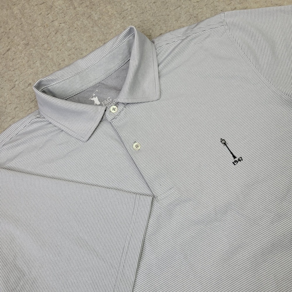 F&G Tech Golf‎ Polo Shirt Mens XL Gray Short Sleeve Performance Carmel 1947 Logo